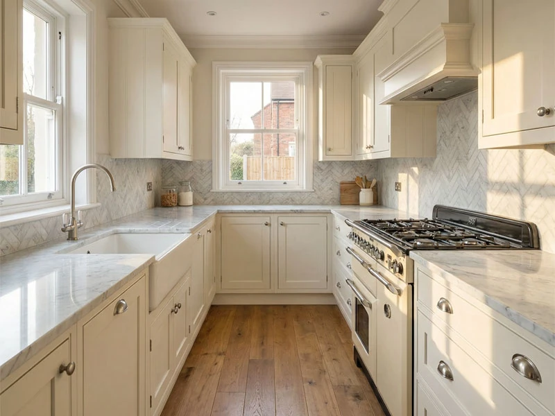 Bianco Carrara Marmor Küchenarbeitsplatte auf Maß